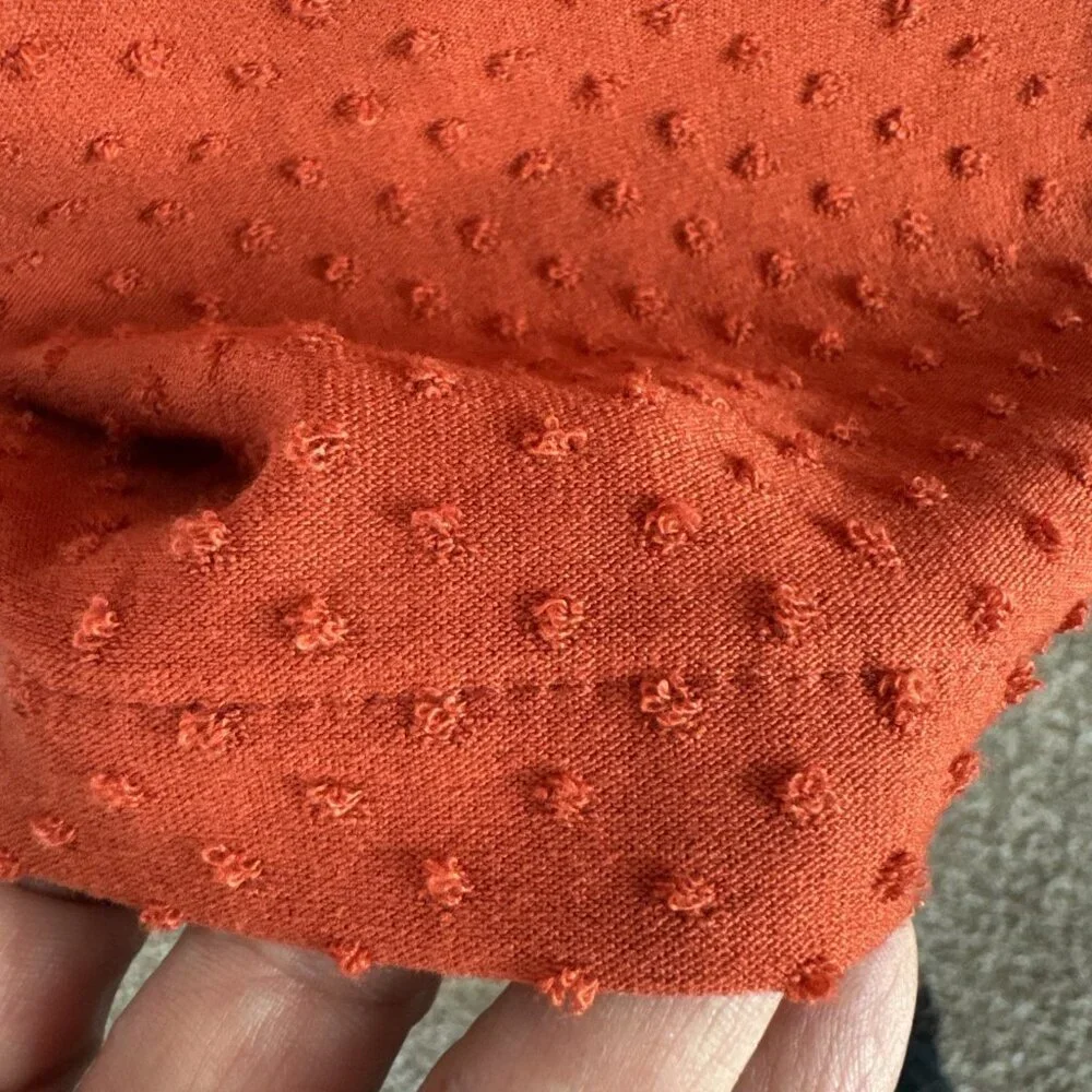 Madewell Women's Oversized S Puff SS Swiss Dot Knit Blouse Pumpkin‎ EUC